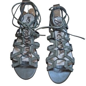 Sam Edelman strappy sandals in suede tan uppers in good condition size 9.5